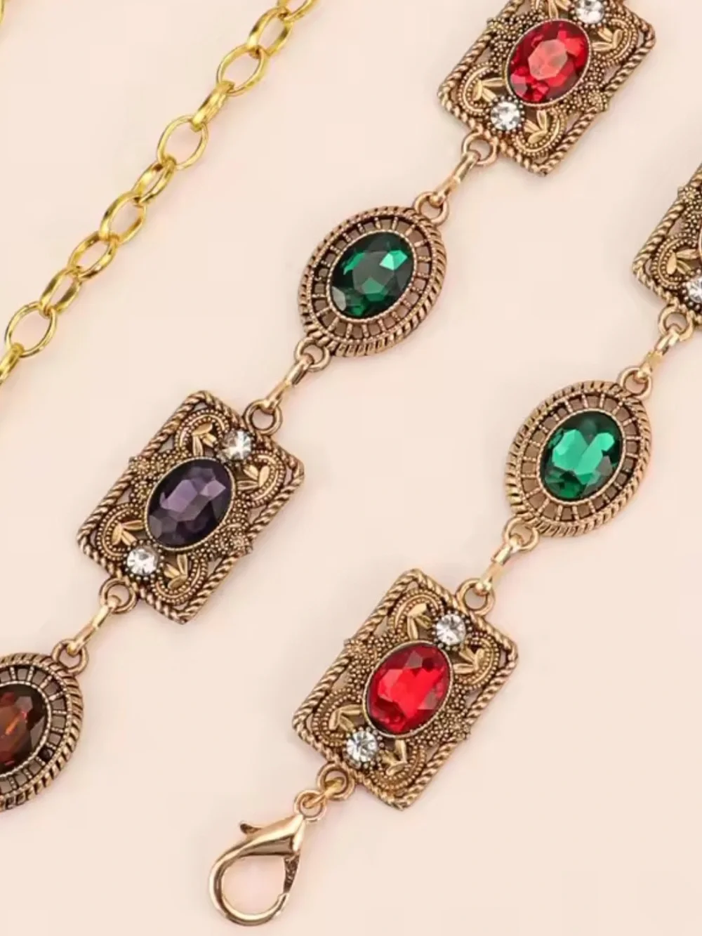Gold Multistone Chain Belt